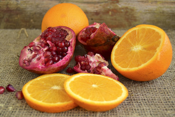 Fruit are on a table. Fruit are fresh, juicy, mature, tropical