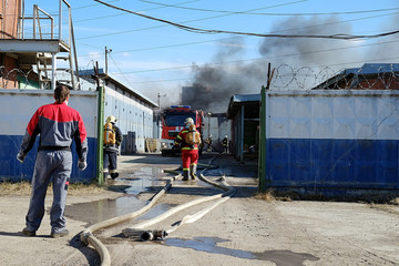 Fototapeta premium the fire in the warehouse