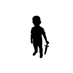 Silhouette of child with a sword