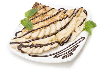 Crepes with bananas and cream