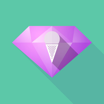 Long shadow diamond with a cone ice cream
