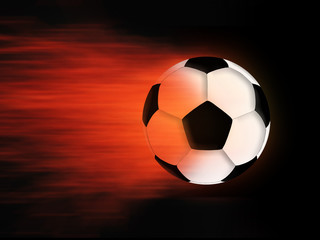 Fototapeta premium Soccer ball and flame on a black background