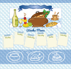 Blue pattern background for week menu template