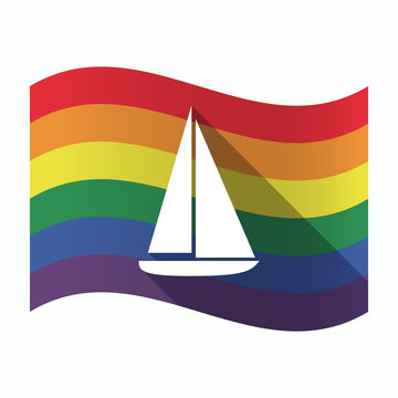 Isolated Gay Pride flag with a ship