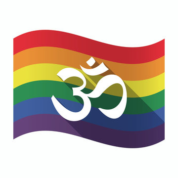 Isolated Gay Pride flag with an om sign