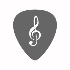 Isolated guitar plectrum with a g clef