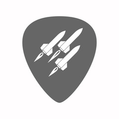 Isolated guitar plectrum with missiles