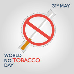 world no tobacco day illustration; Cigarette prohibition symbol over gray color degrade