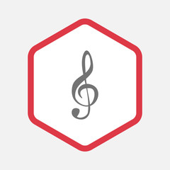 Isolated hexagon with a g clef