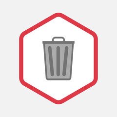 Isolated hexagon with a trash can