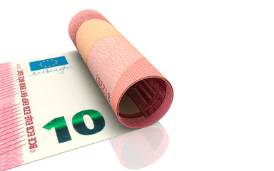 10 Euro aufgerollt