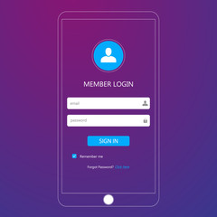 Login user interface. Sign in web element template window. Business website modern ui.