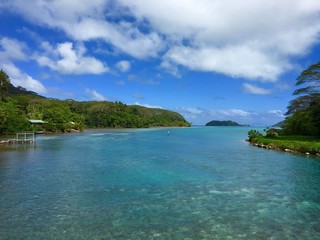 View at the coast of Huahine Iti at the Maroe bridge, Huahine, Tahiti, French Polynesia