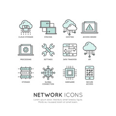 Vector Icon Style Illustration of Network Technology Concept
