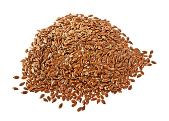 Brown flax seeds isolated on white background