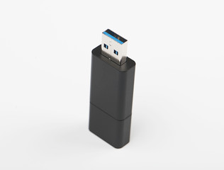 Close-up of a pendrive on white background. Isolated.