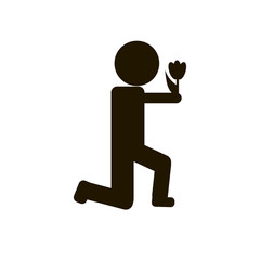 The man gives  flowers. Icon on white background. Vector.