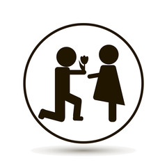 The man gives the woman flowers. Icon on white background. Vector.