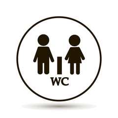 WC / Toilet door plate icon. Men and women. Vector on white background