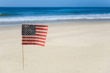 Patriotic USA background on the sandy beach - 155572203