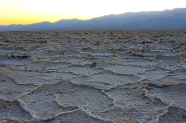 Dry cracked earth in Salt Flats, Death Valley, NP, CA