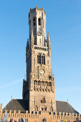 Fototapeta na wymiar The Belfry Tower of Bruges. Belfort is a medieval bell tower in Bruges, Belgium.