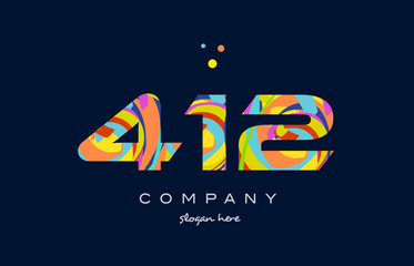412 colorful digit number numeral logo icon