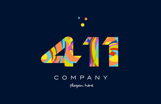 411 colorful digit number numeral logo icon