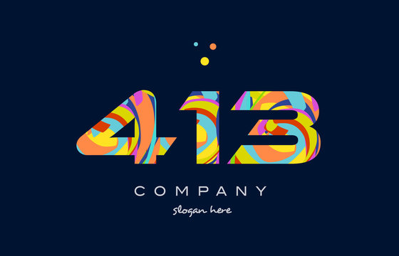 413 colorful digit number numeral logo icon