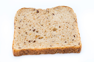 Slices of rye bread isolated on white background.