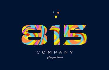 815 colorful digit number numeral logo icon