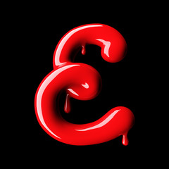 Fototapeta premium Glossy red letter E uppercase. 3D rendering