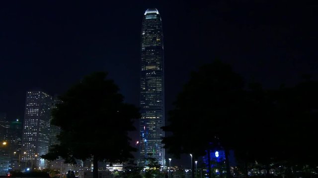 night time kowloon hong kong ifc tower bay panorama 4k china
