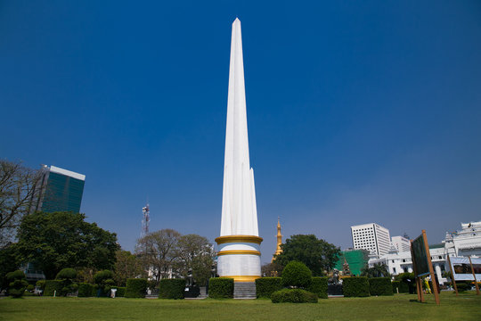The independence monument in Yangon, Myanmar.