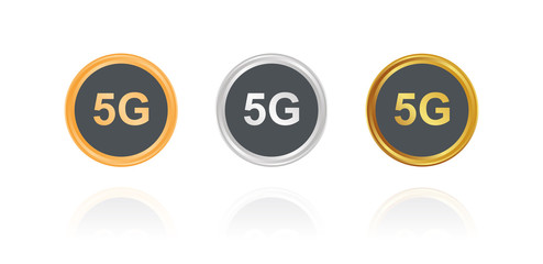 Highspeed Internet 5G - Bronze, Silber, Gold Buttons