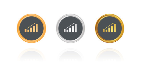 Statistik - Diagramm - Bronze, Silber, Gold Buttons