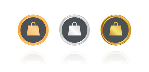 Shopping Tasche - Bronze, Silber, Gold Buttons