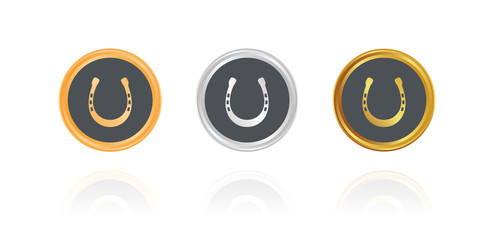 Hufeisen - Glücksbringer - Bronze, Silber, Gold Buttons