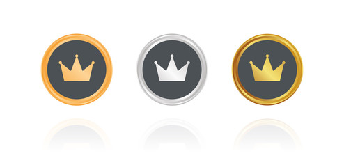 Krone - Premium - Bronze, Silber, Gold Buttons