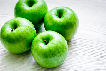 fresh organic green fruits with apples on white background