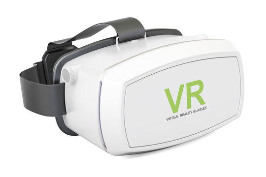 White virtual reality glasses, 3D rendering