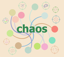 Text Chaos on digital background. Social concept . Futuristic graphic user interface