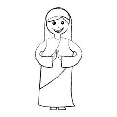 mary virgin manger character vector illustration design