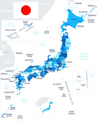 Japan - map and flag – illustration
