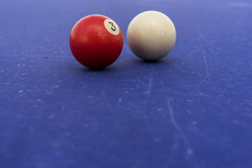 Pool Billiards Balls On A Blue Table