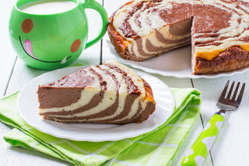 Chocolate cake with cottage cheese Zebra