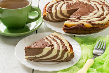 Chocolate cake with cottage cheese Zebra