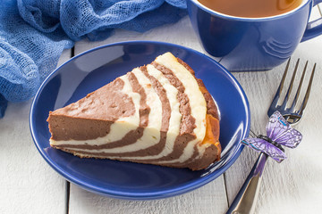 Chocolate cake with cottage cheese Zebra