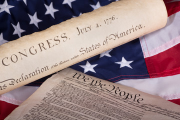 Historical United States Documents and the American Flag