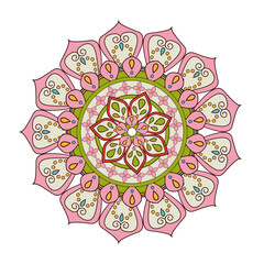 floral mandala color decoration bohemian vintage pattern vector illustration